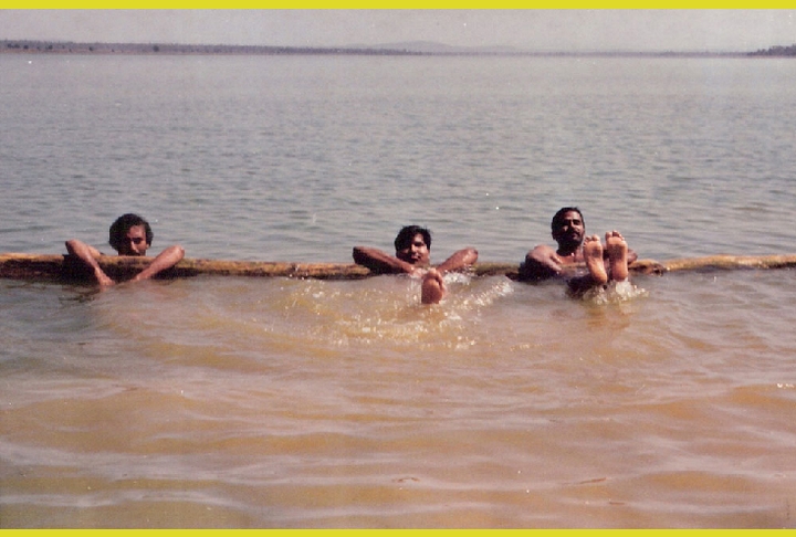 Anirudh with Ravindra and Venkateshwer at Ramappa Lake in 1985