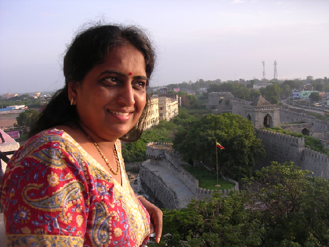 Shalini at Raichur Fort Top View